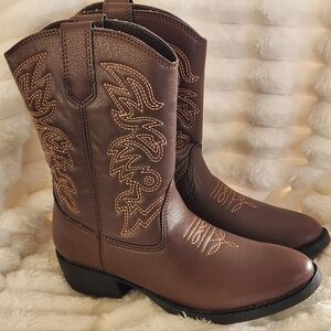 DEER STAGS RANCH Western Cowboy Boots-Dark Brown